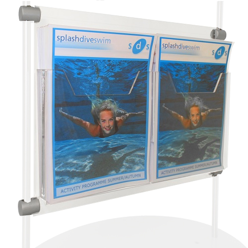 Double A5P clamp-on leaflet dispenser for lite stand 321mm